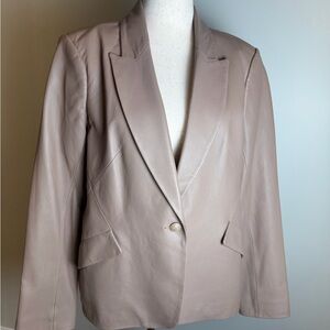 NWT L'AGENCE Chamberlain Beige Leather Blazer